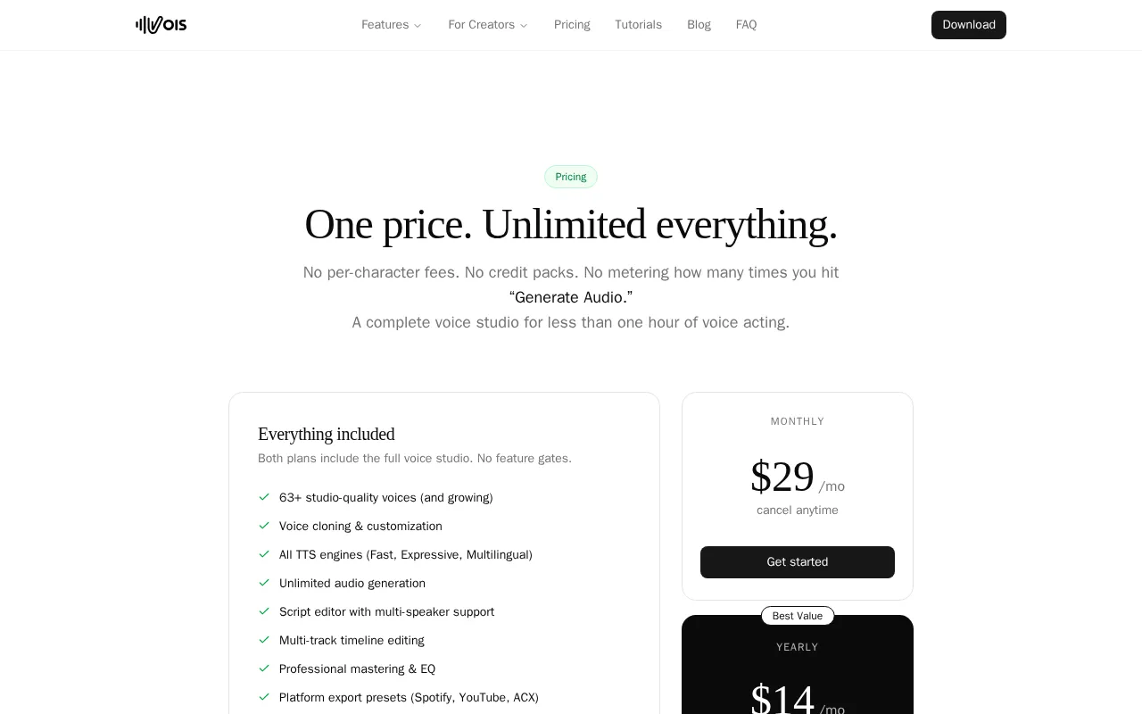 Vois — pricing page