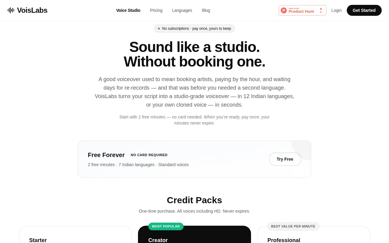 VoisLabs — pricing page