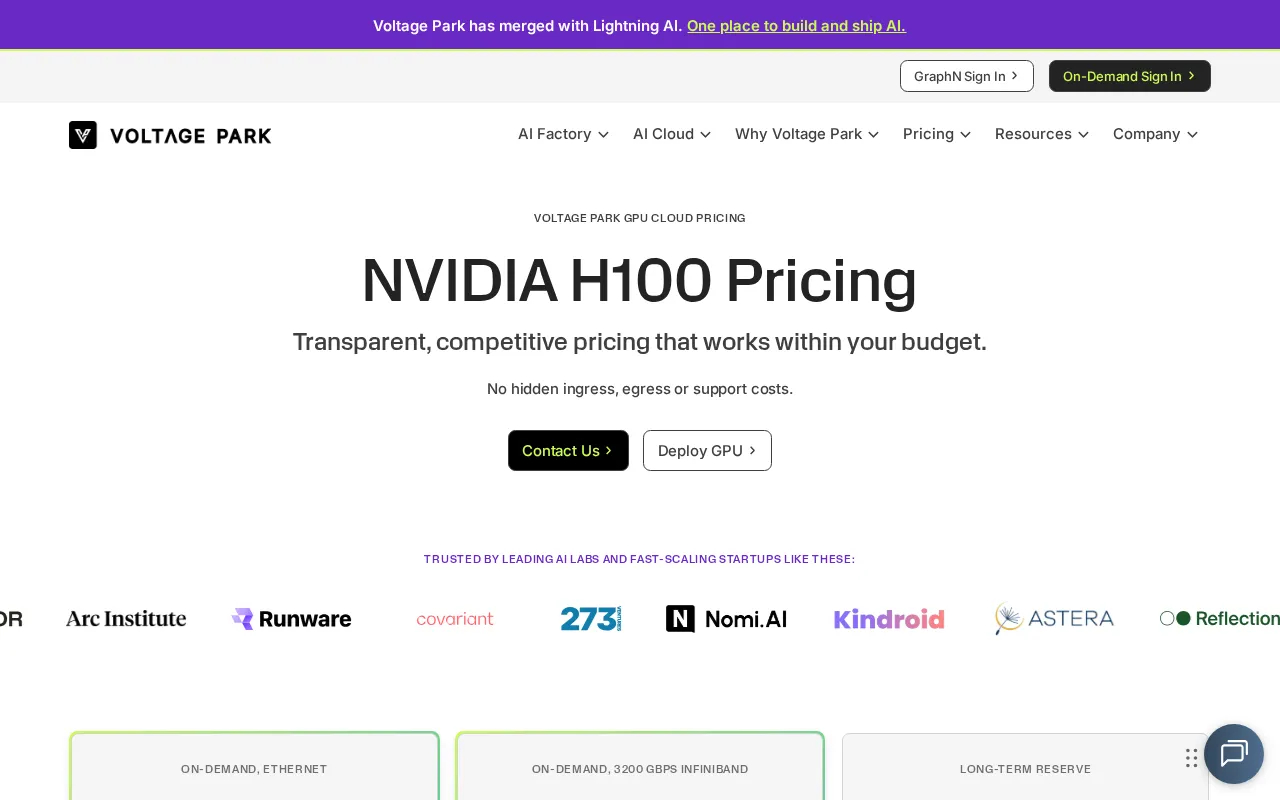 Voltage Park — pricing page