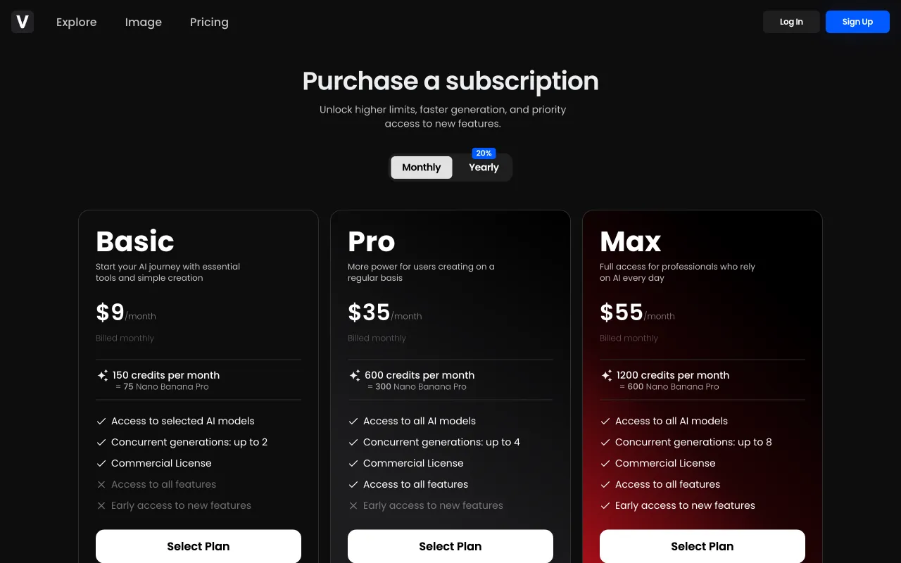Vose.ai — pricing page