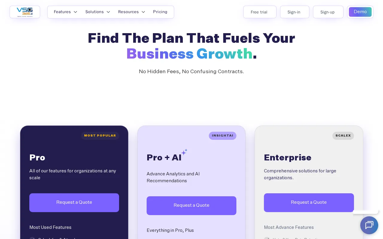 VSG-365.ai — pricing page