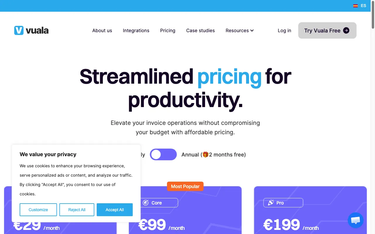 vualapp — pricing page