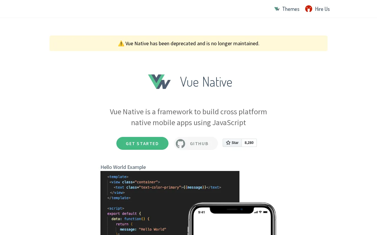 Vue Native — preview screenshot