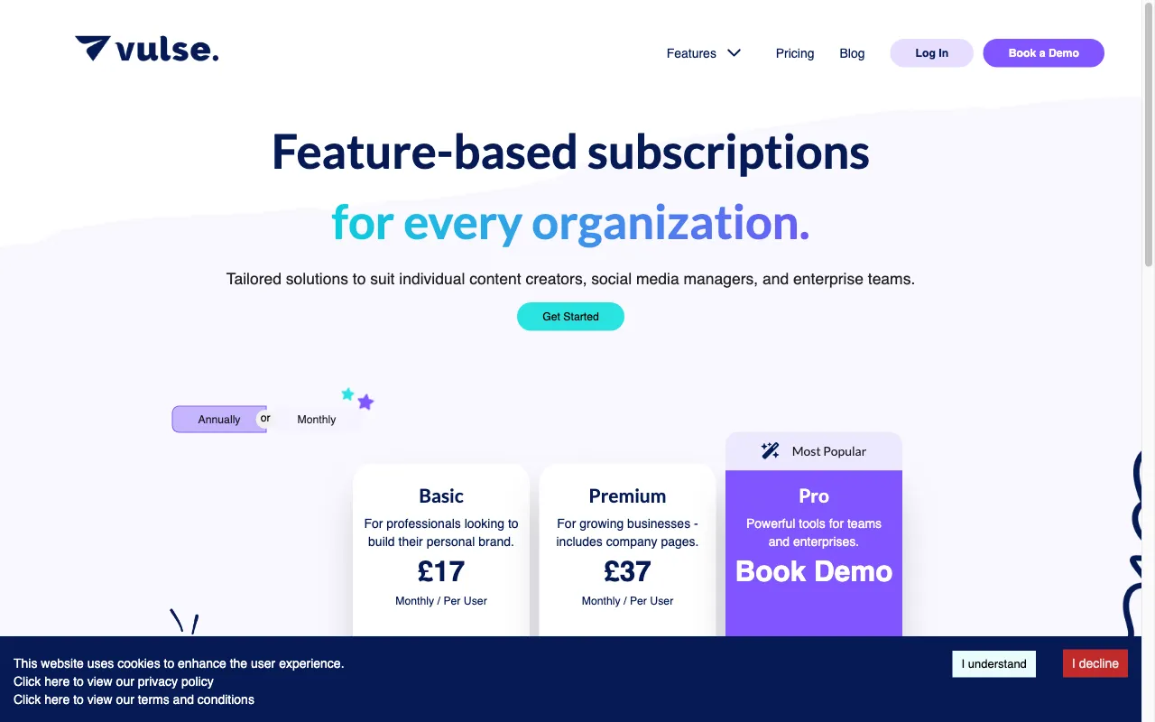 Vulse — pricing page
