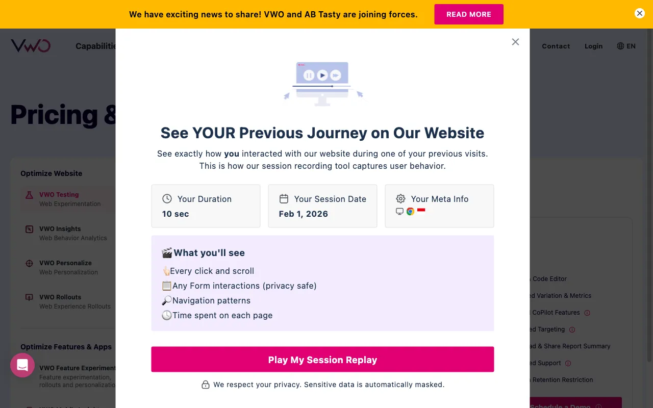 VWO — pricing page