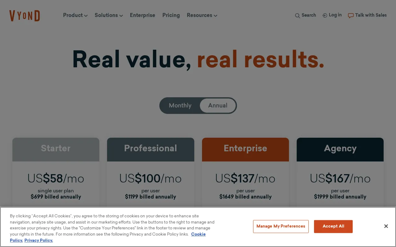 Vyond — pricing page