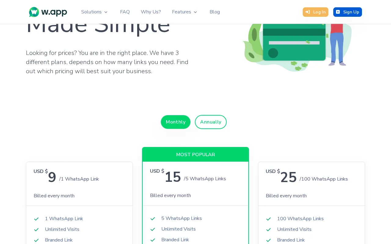 W — pricing page