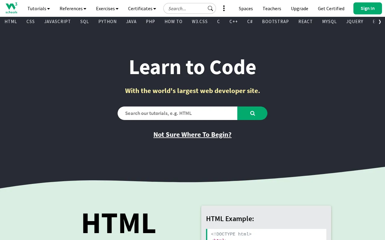 W3Schools — preview screenshot
