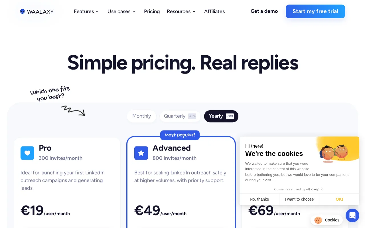 Waalaxy — pricing page