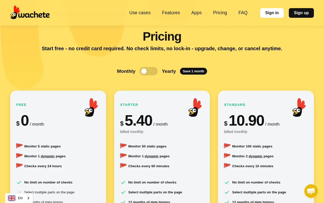 Wachete — pricing page