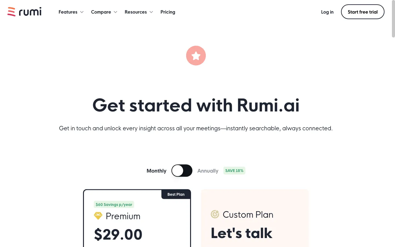 Rumi — pricing page