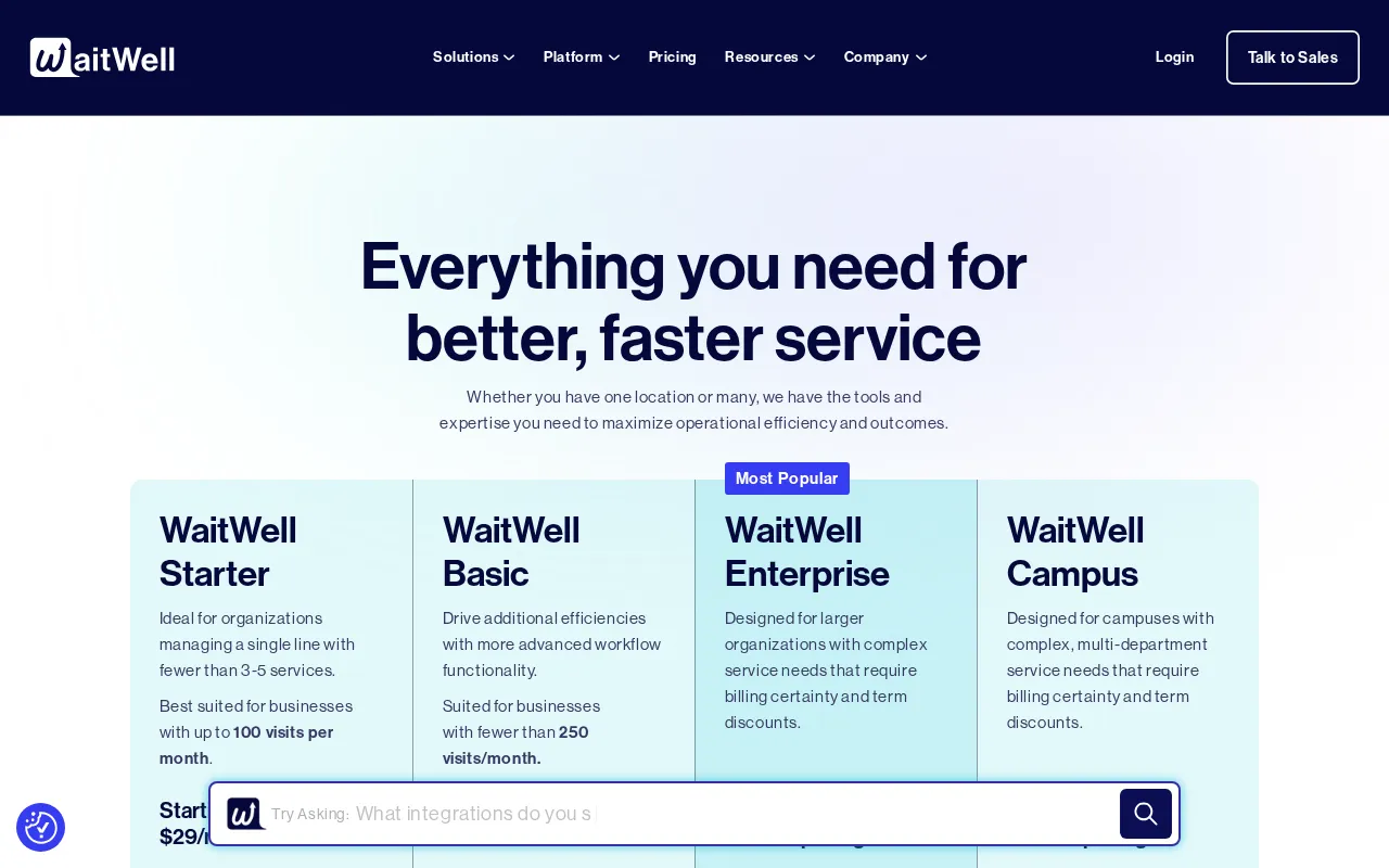 WaitWell — pricing page