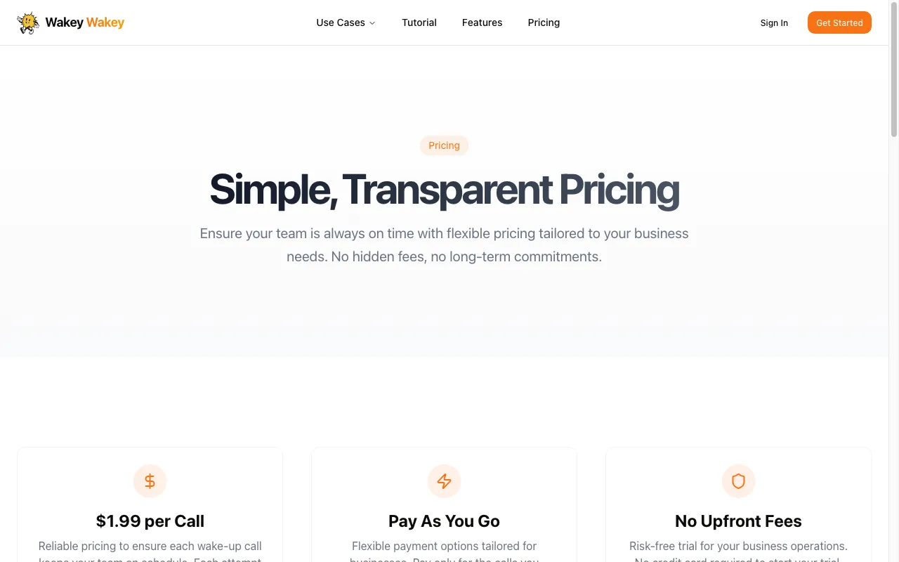 Wakey Wakey — pricing page