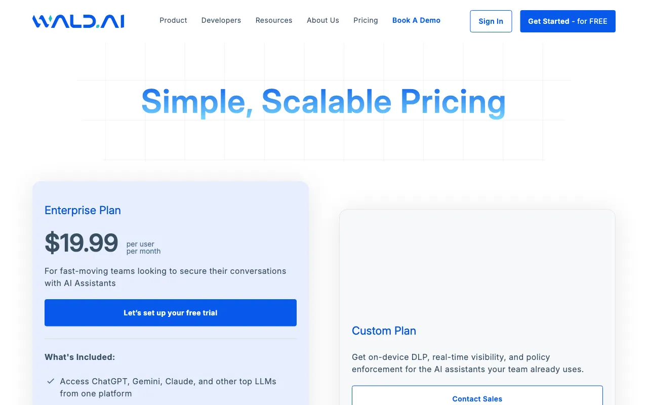 Wald.ai — pricing page