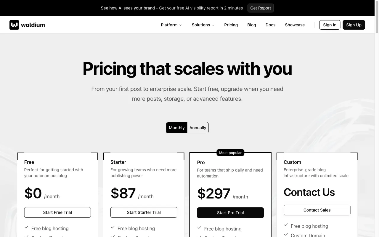 Waldium — pricing page