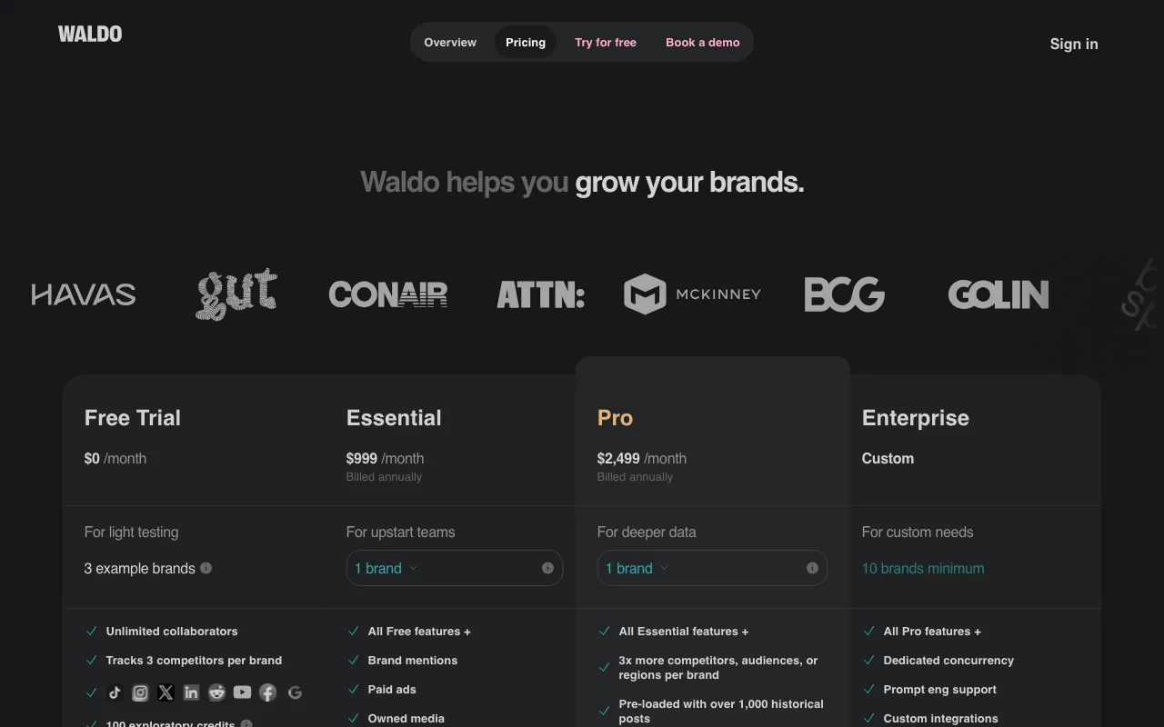 waldo.fyi — pricing page