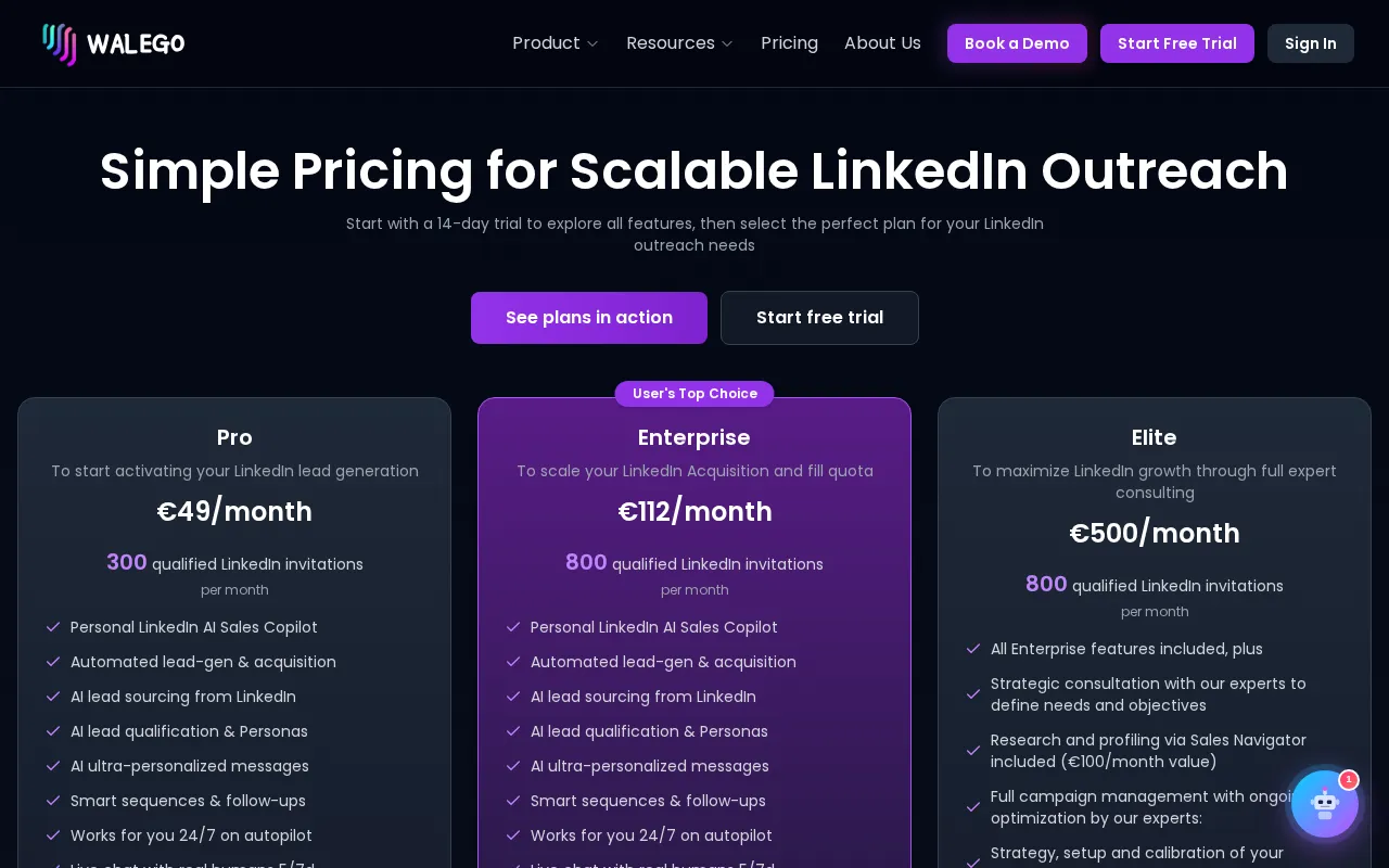Walego — pricing page