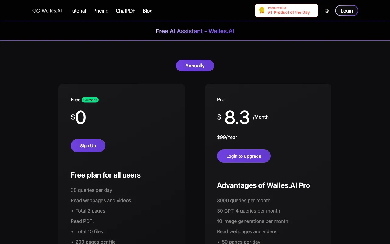 Walles.ai — pricing page