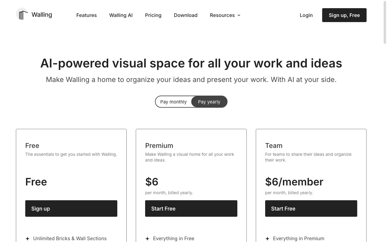 Walling AI — pricing page