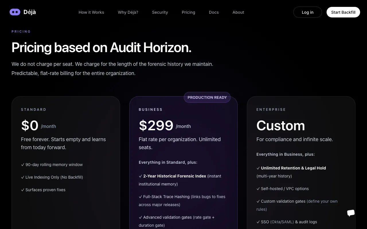 Déjà — pricing page