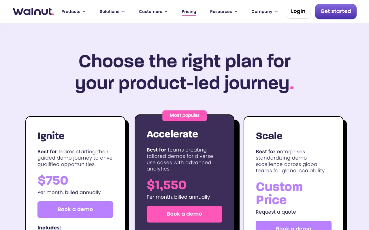 Walnut — pricing page