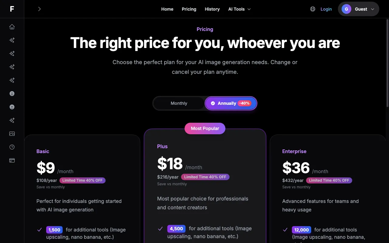 Fooocus.one — pricing page