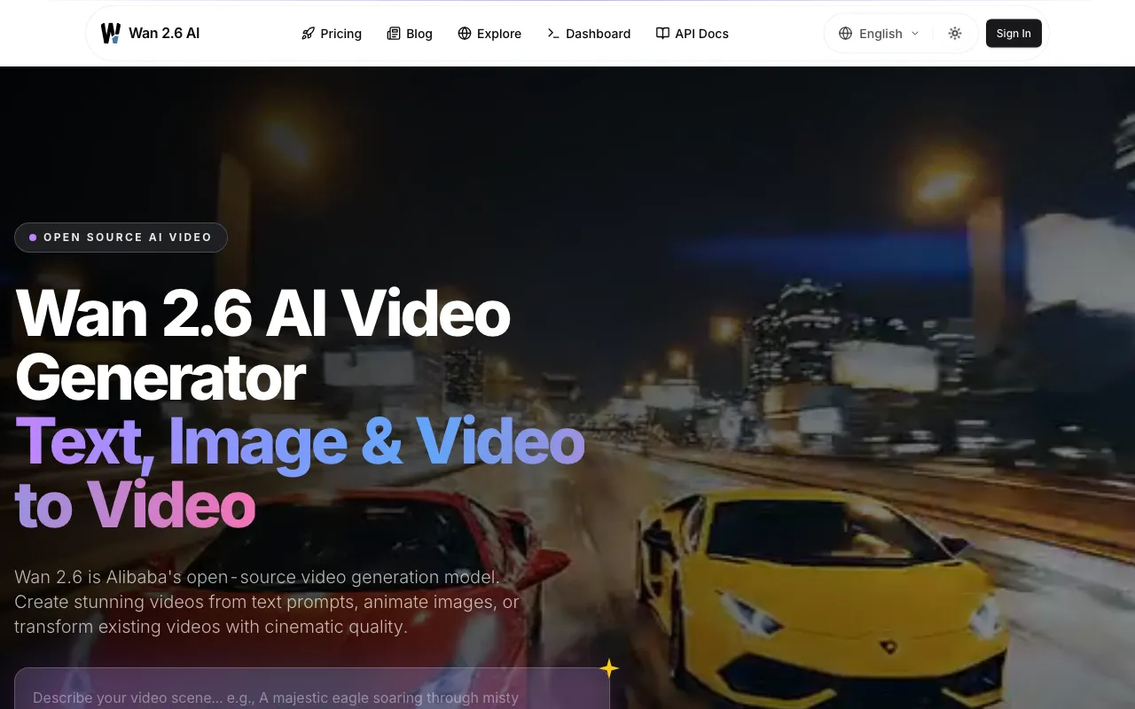 Wan 2.6 AI Video Generator — preview screenshot