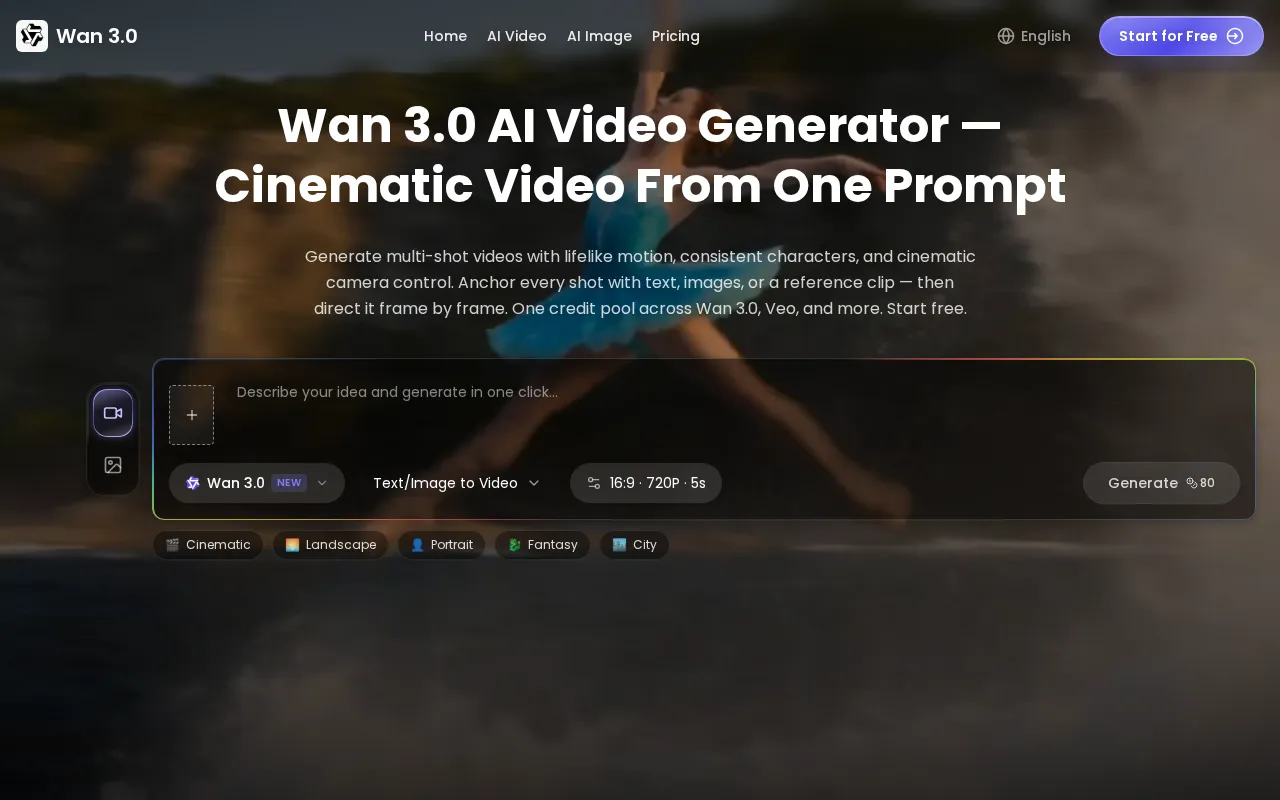 Wan 3.0 AI Video Generator — preview screenshot