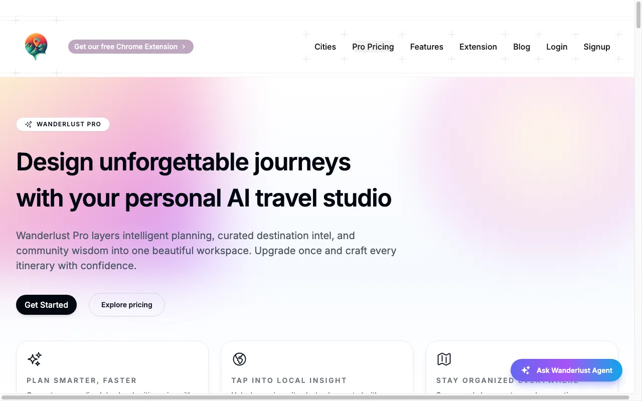 Wanderlust Browser Extension V2 — pricing page