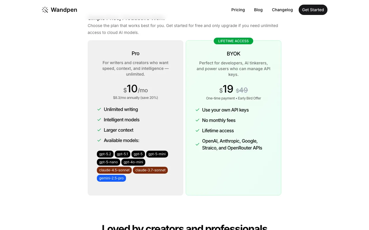 Wandpen — pricing page