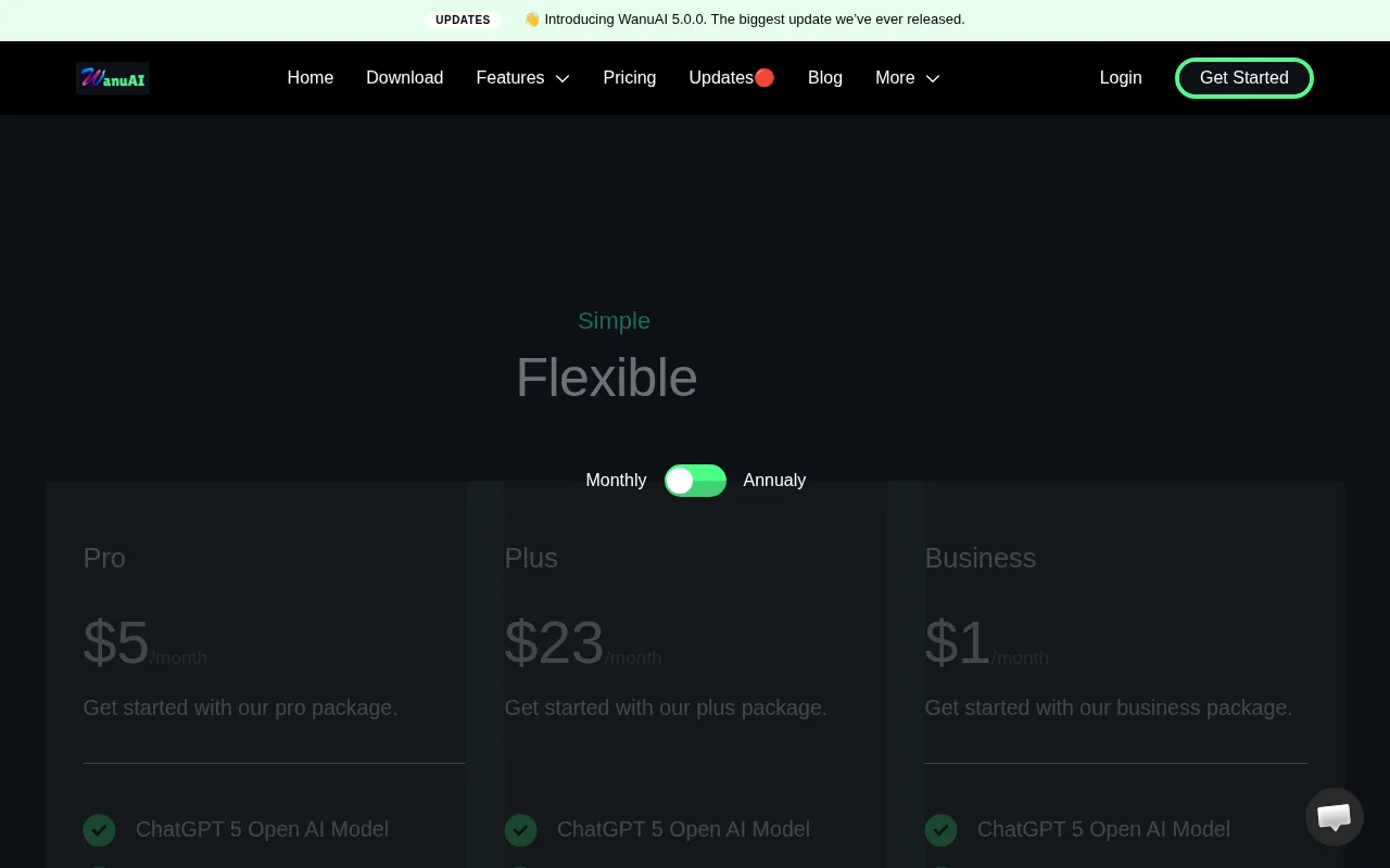WanuAI — pricing page