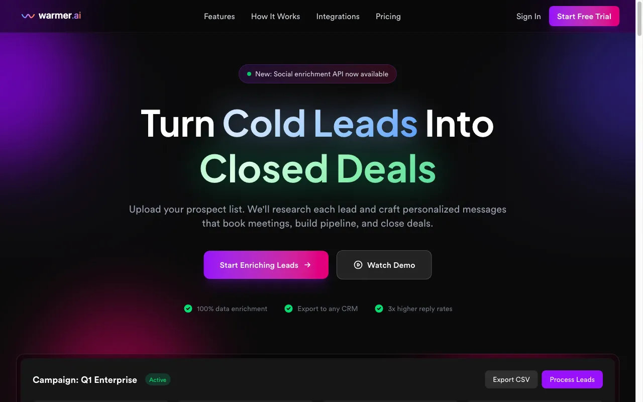 Warmer.ai — preview screenshot