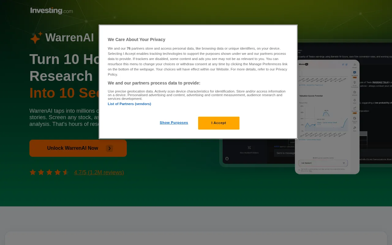 Investing.com — pricing page