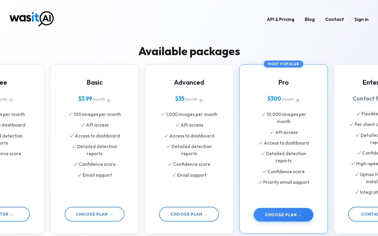 Wasitai — pricing page
