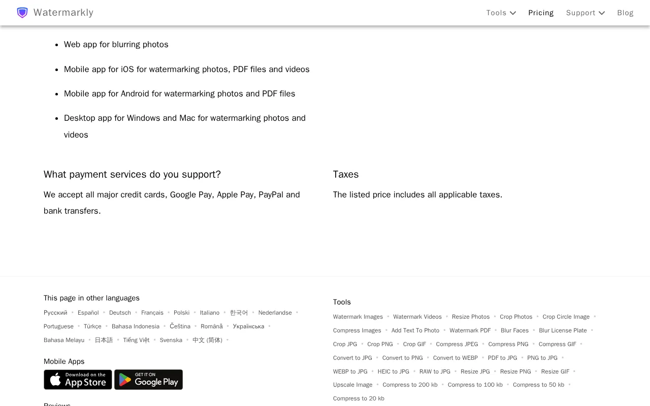 Watermarkly — pricing page