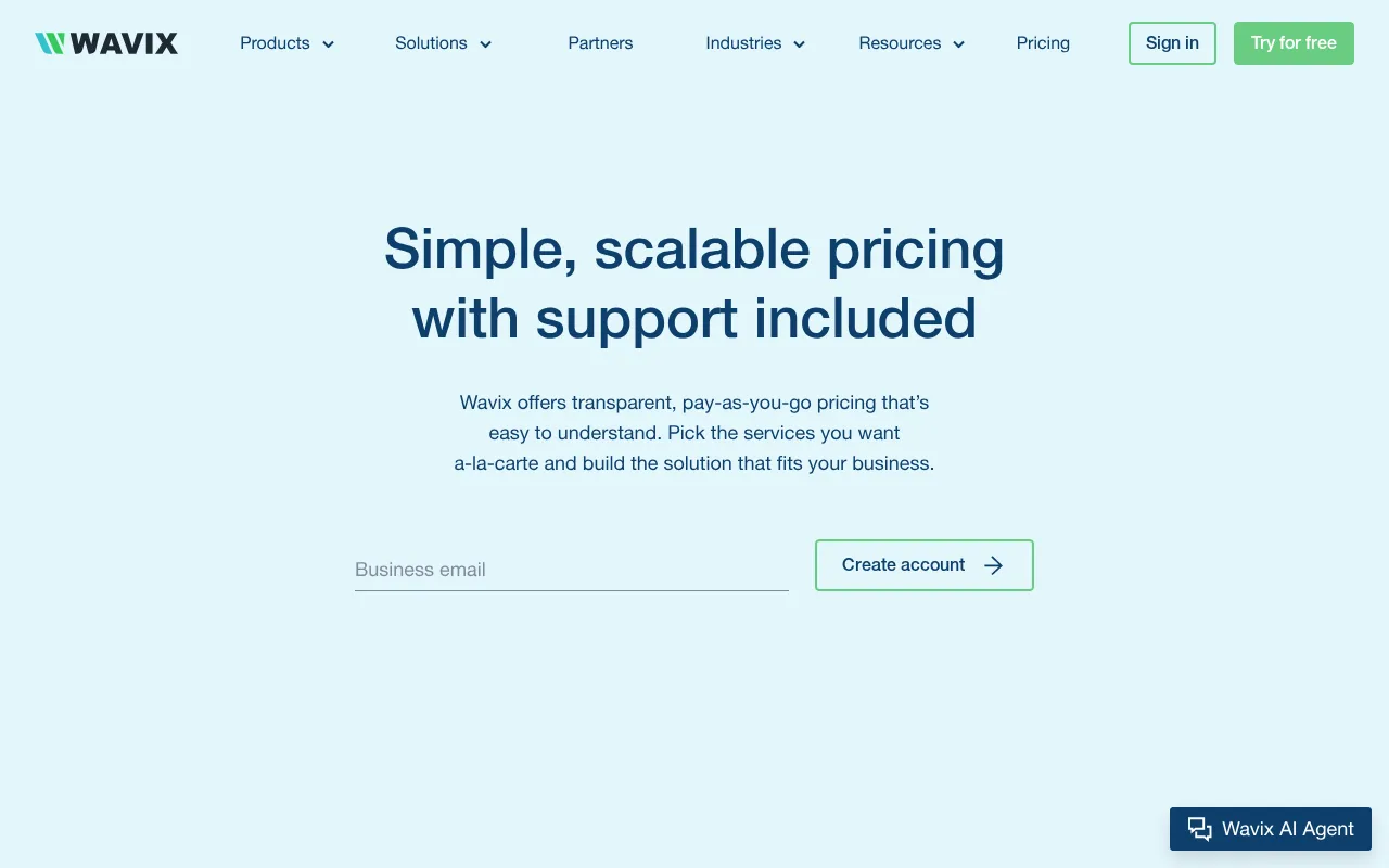 Wavix — pricing page