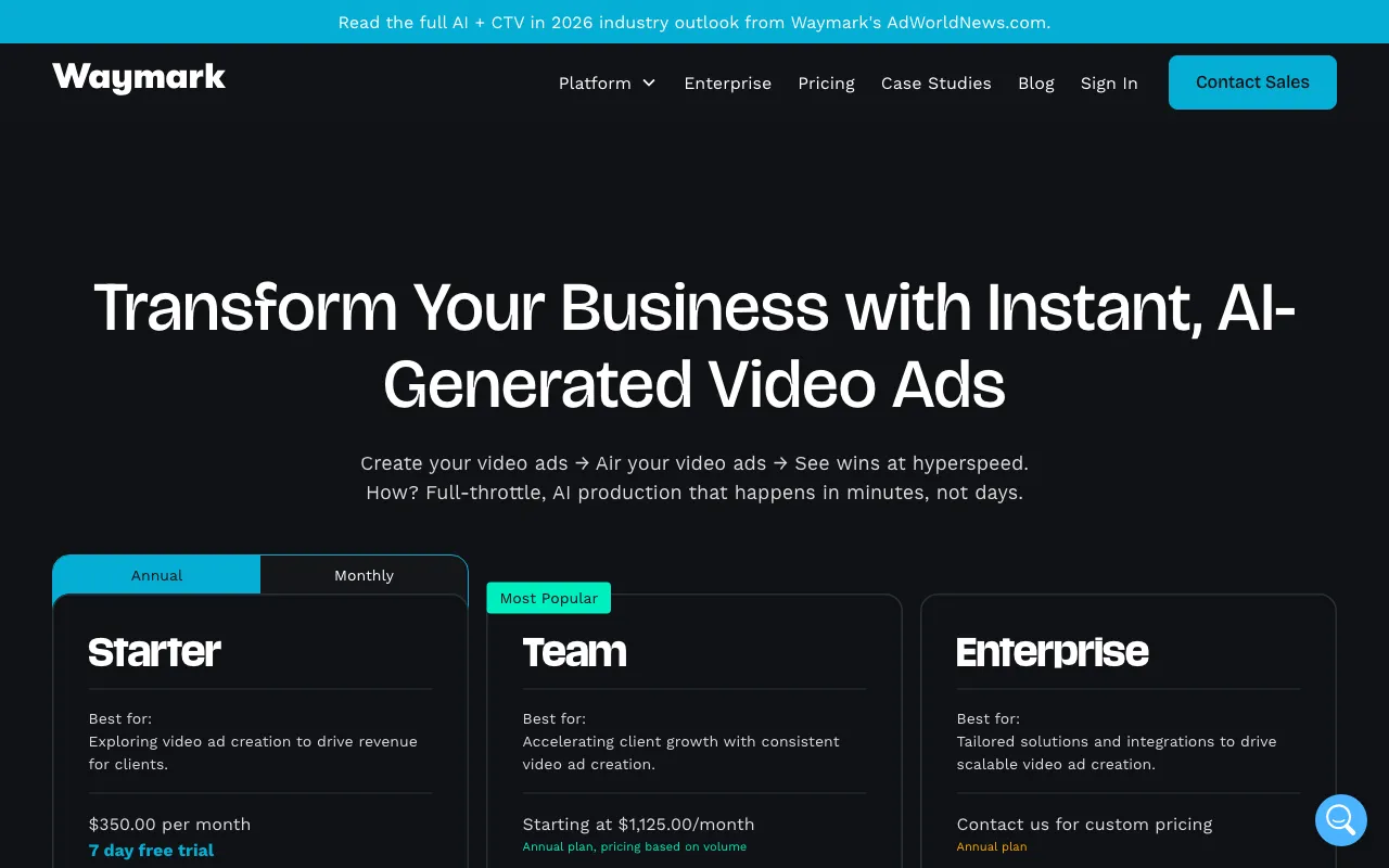 Waymark — pricing page