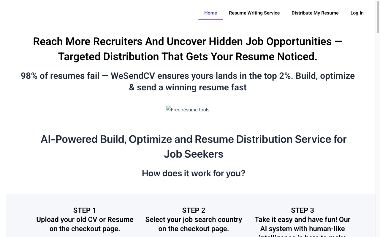 Resume Maker | Resume Sender | Resume Builder - Wesendcv — preview screenshot