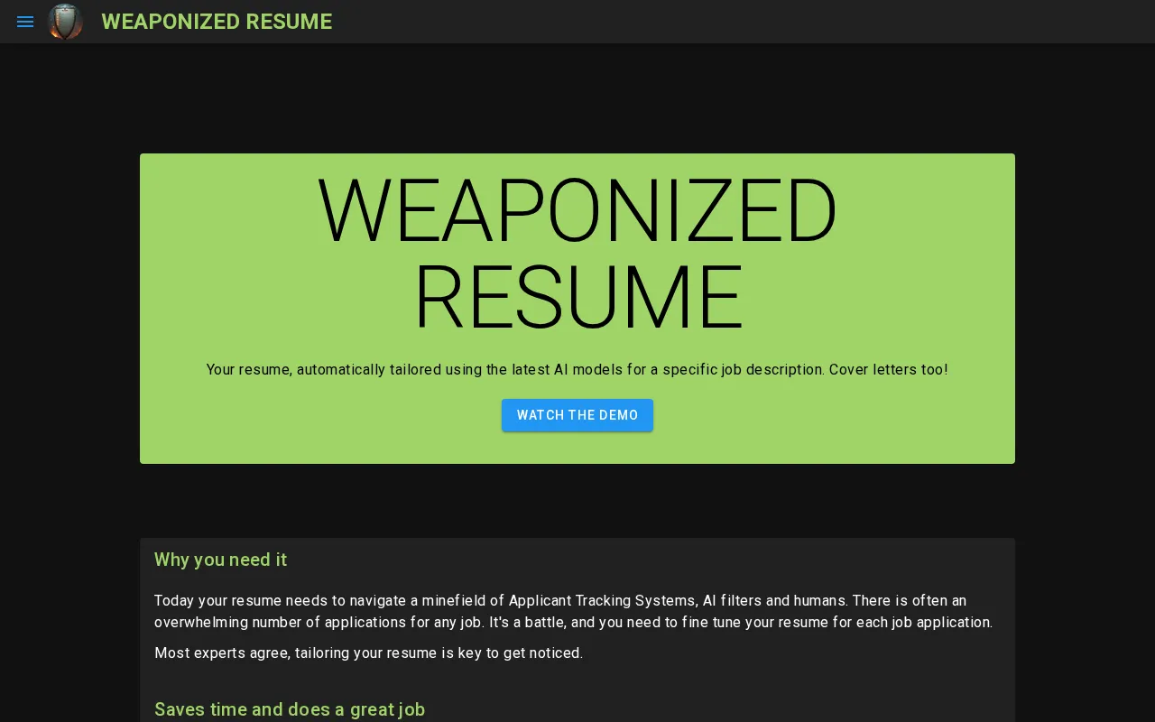 Weaponized Resume — preview screenshot