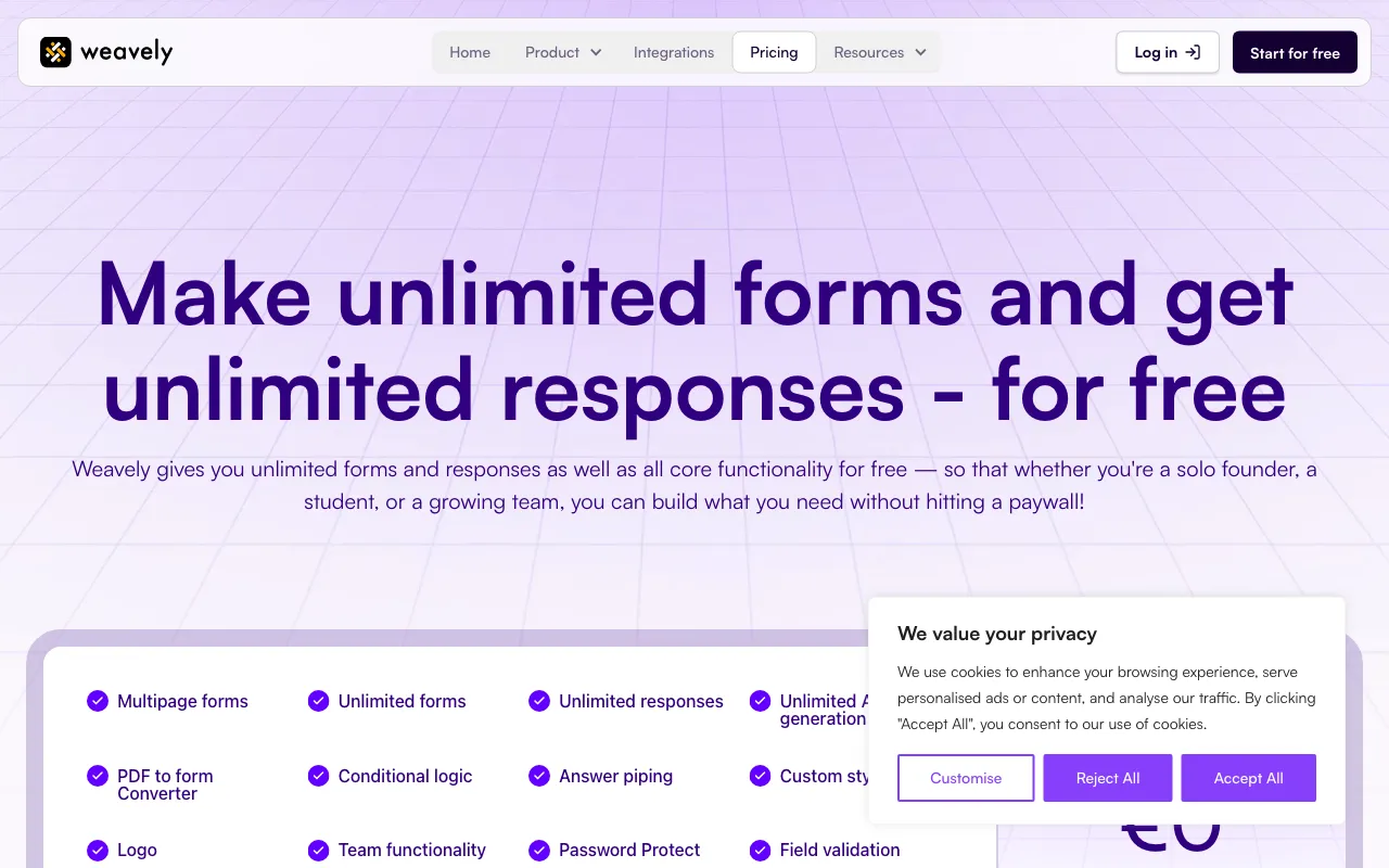 Weavely.ai — pricing page