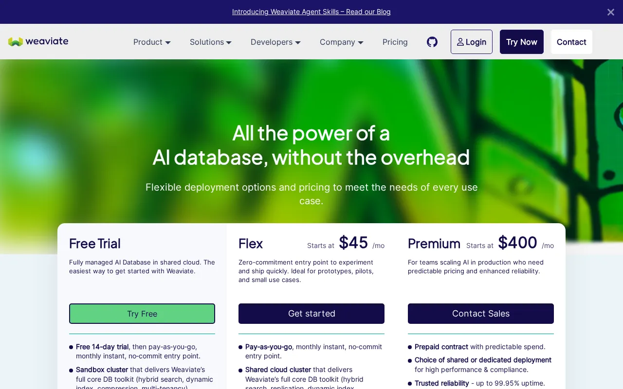 Weaviate — pricing page