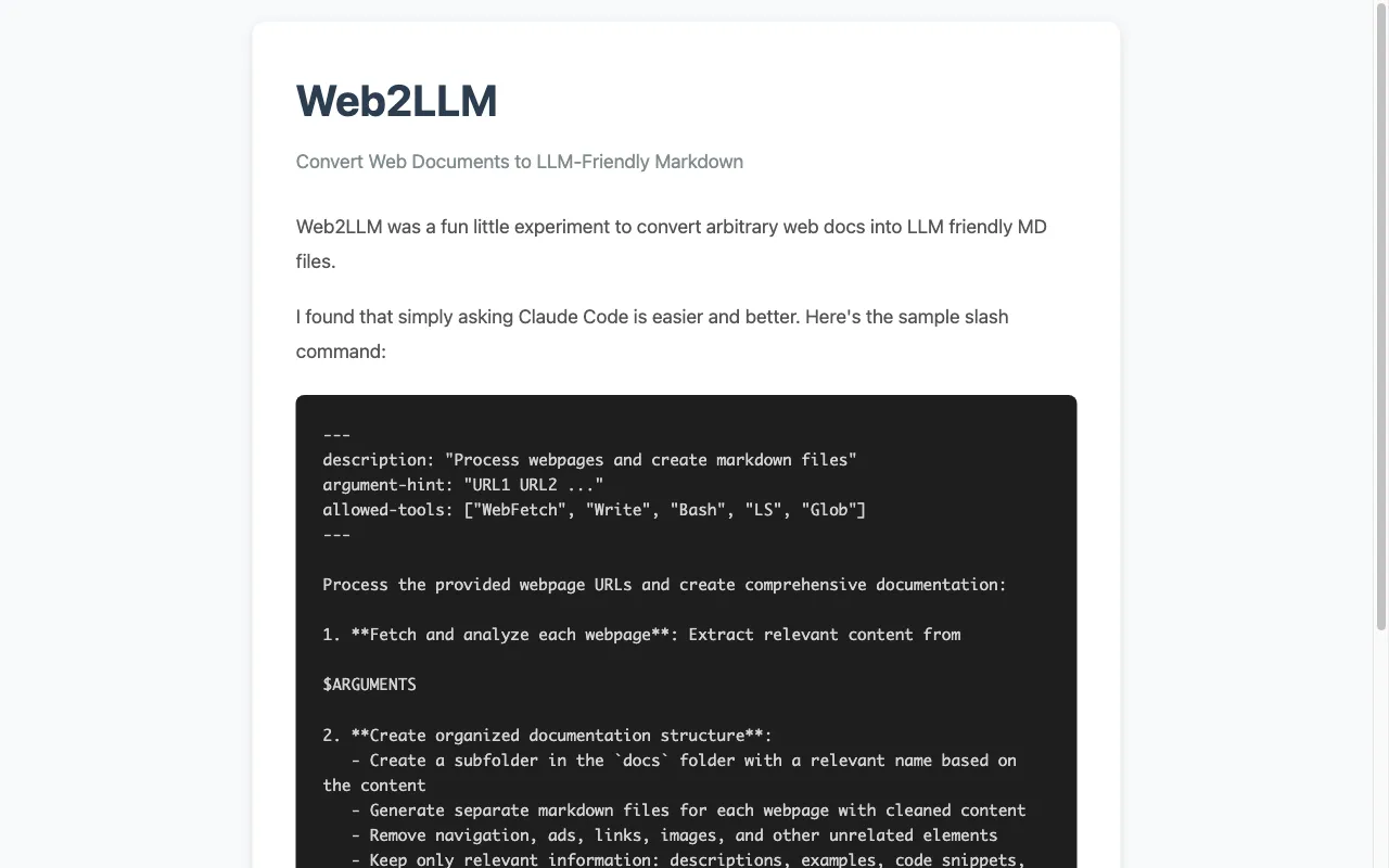 web2llm — preview screenshot