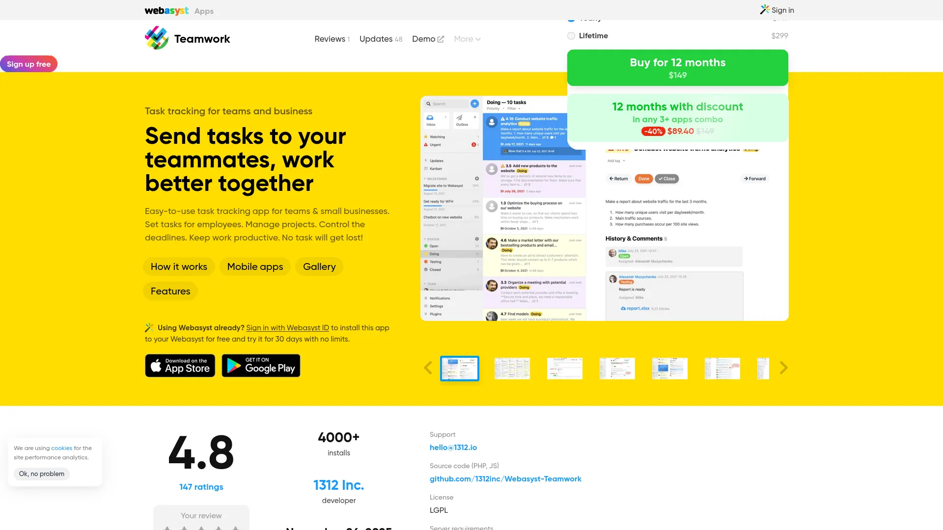 Webasyst Teamwork — preview screenshot