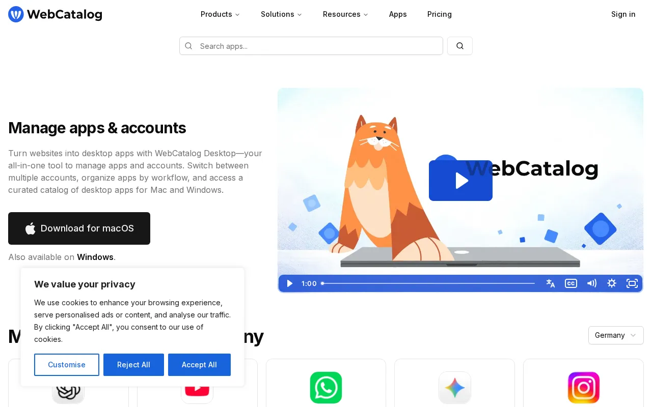 WebCatalog — preview screenshot