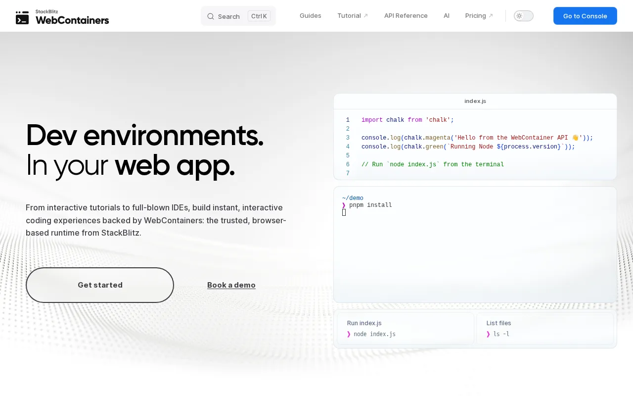 WebContainers — preview screenshot