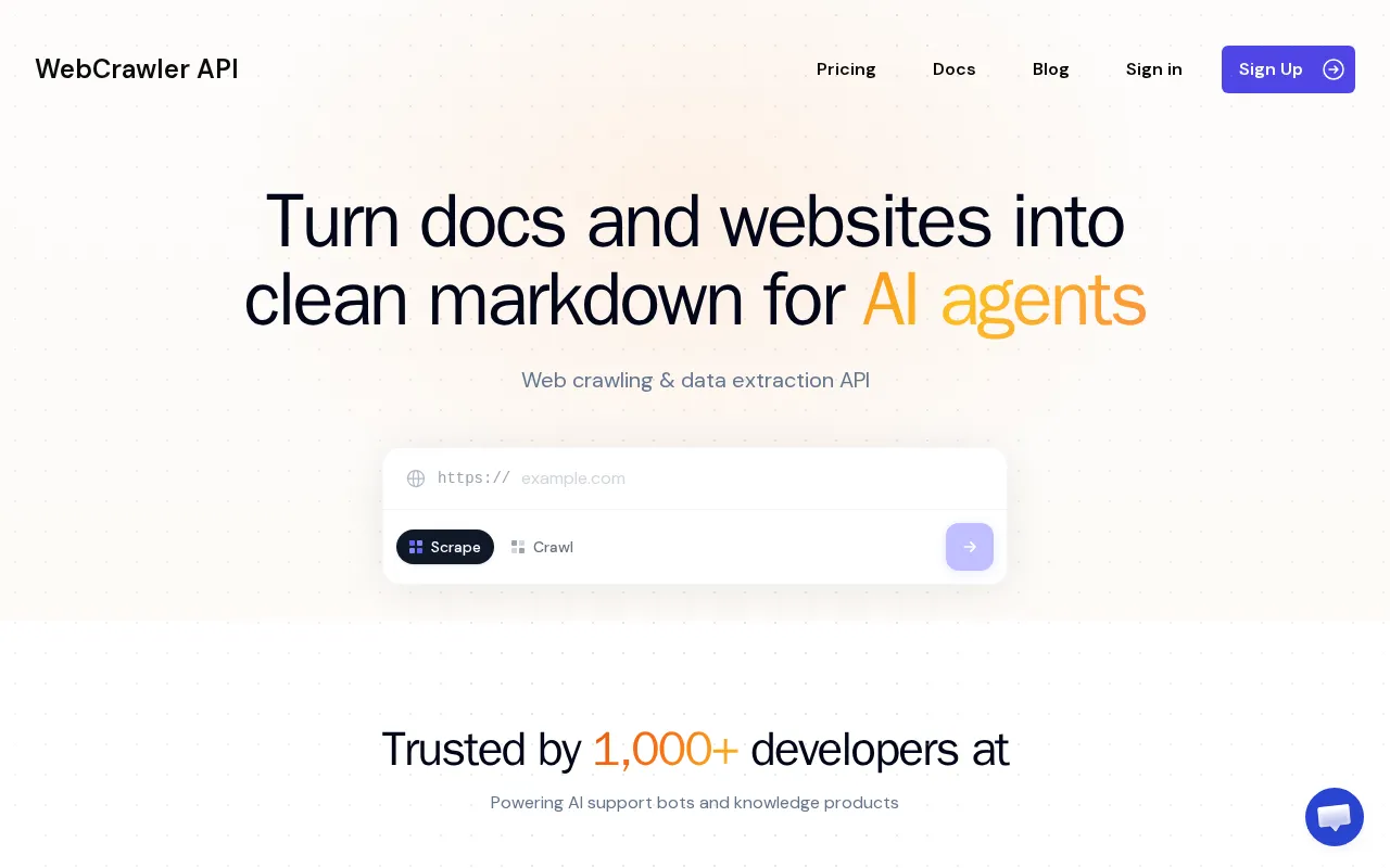 Webcrawler API — preview screenshot