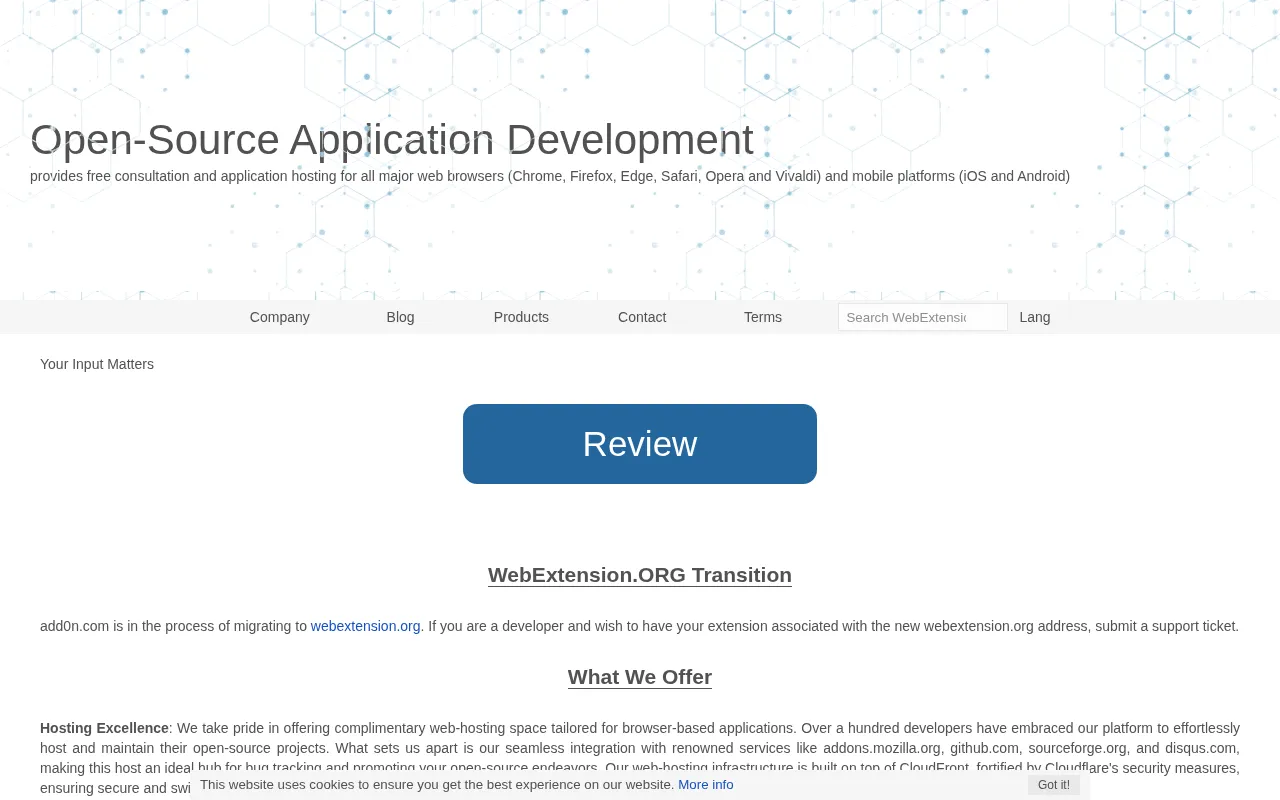 WebExtension.ORG — preview screenshot