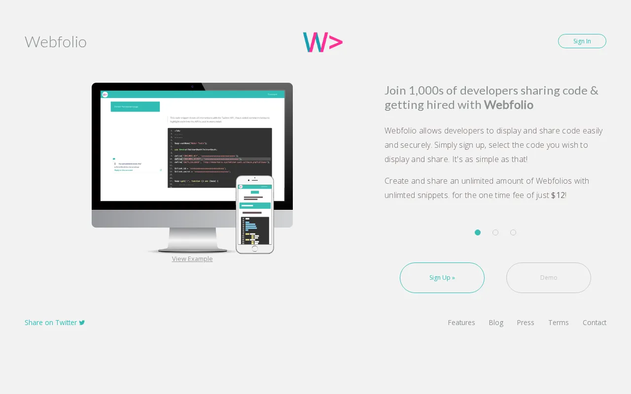 Webfolio — preview screenshot