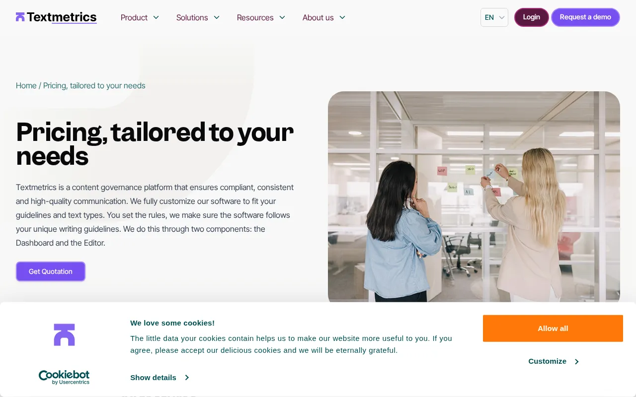Textmetrics — pricing page