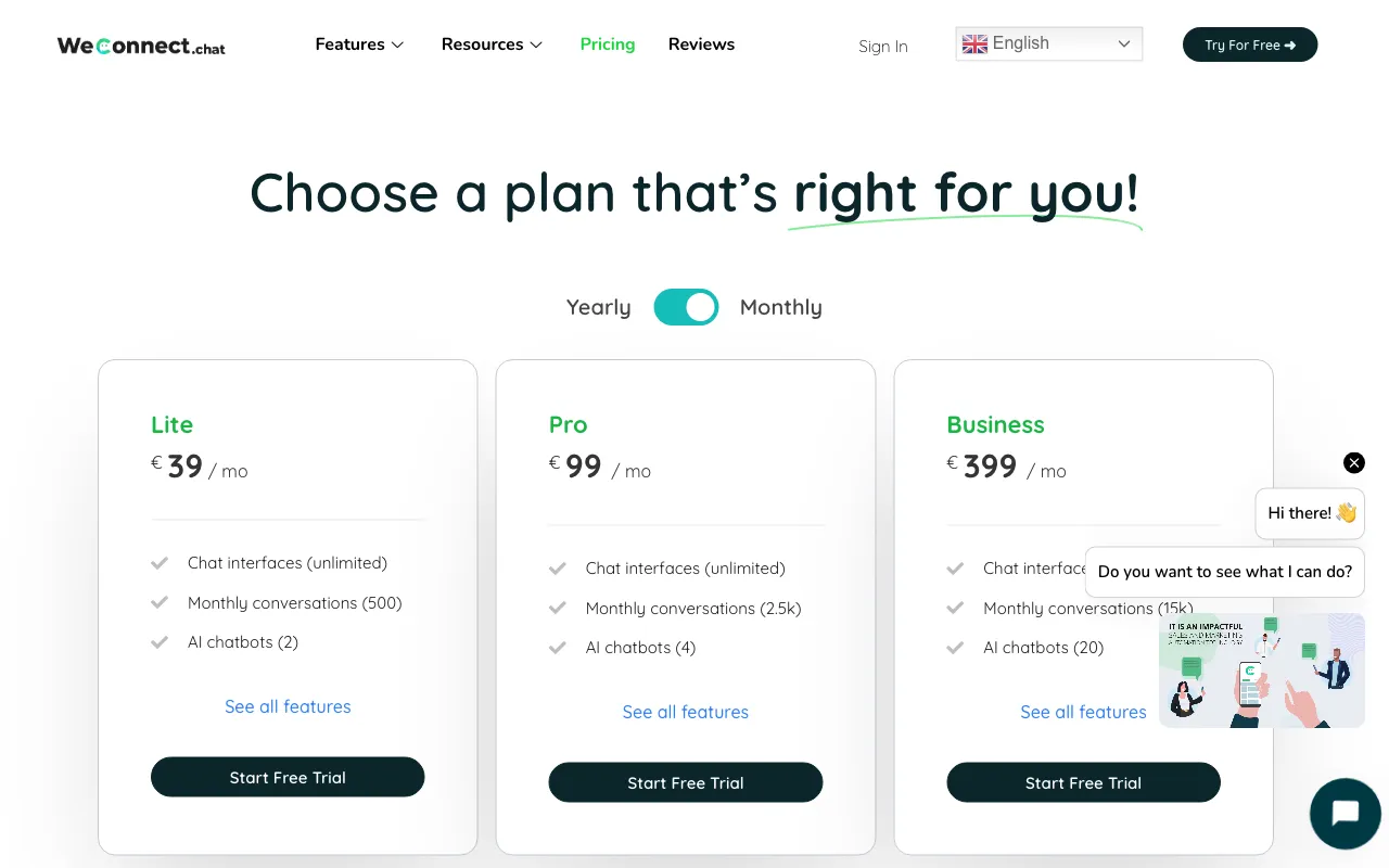 WeConnect.chat — pricing page